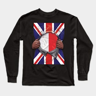 Malta Flag Great Britain Flag Ripped - Gift for Maltese From Malta Long Sleeve T-Shirt